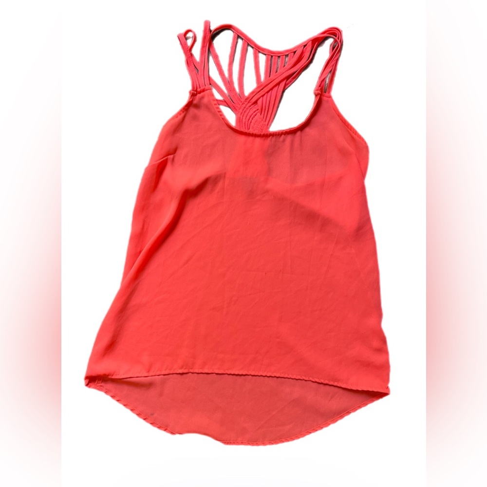 Charlotte Russe Braided Halter Tank Coral Size XS Y2K Neon Coastal Party Rave